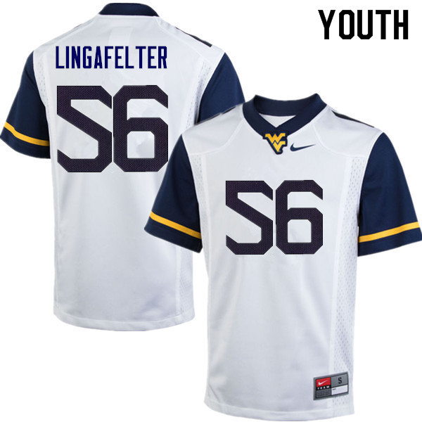 Youth #56 Grant Lingafelter West Virginia Mountaineers College Football Jerseys Sale-White - Click Image to Close
